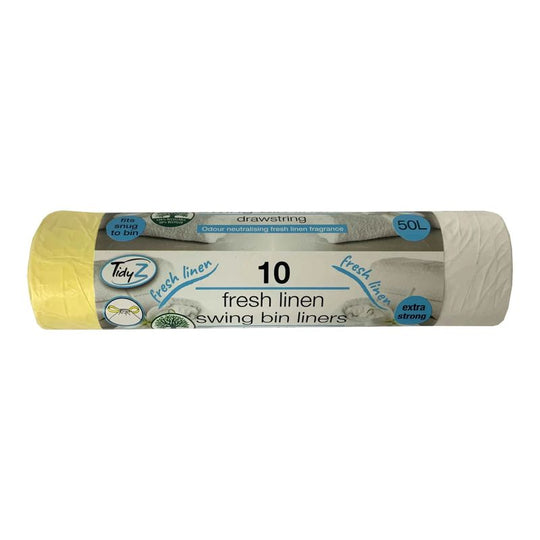 Tidyz Fragranced Fresh Linen Swing Bin Liners 50L 10 Pack