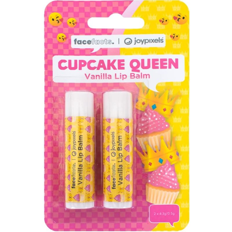 Face Fact Joypixels Lip Balm Cupcake Queen 2 Pack Case of 12 Wholesale