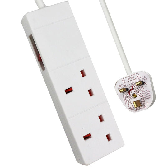 ExtraStar 2 Gang 1m Indicator Side Switched Extension Lead