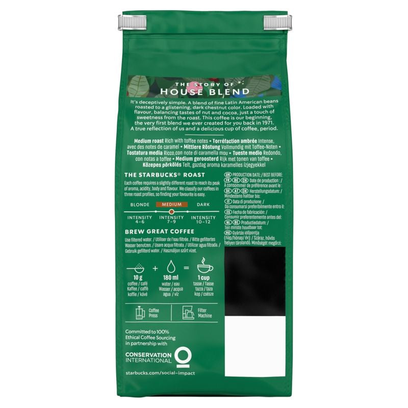STARBUCKS House Blend Medium Roast & Ground coffee bag 200g - Case of ...