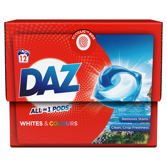 Daz All in 1 Laundry Washing Pods for Whites & Colours 12w - Case of 4