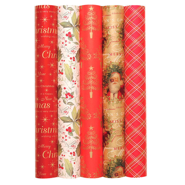 Christmas Gift Wrap Roll 10m Paper Traditional Wholesale