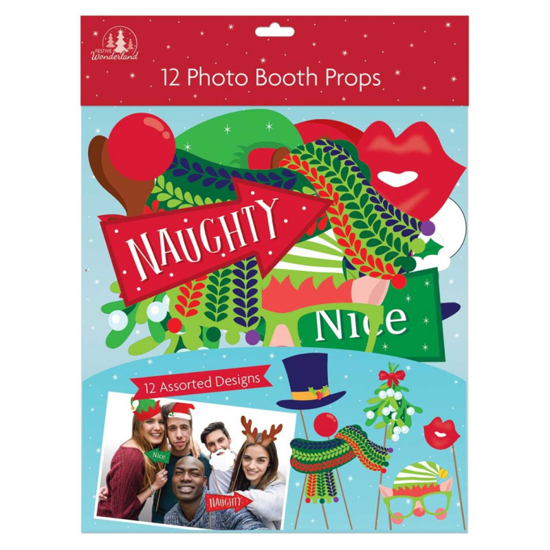 Christmas Photo Booth Selfie Props 12 Pack Wholesale