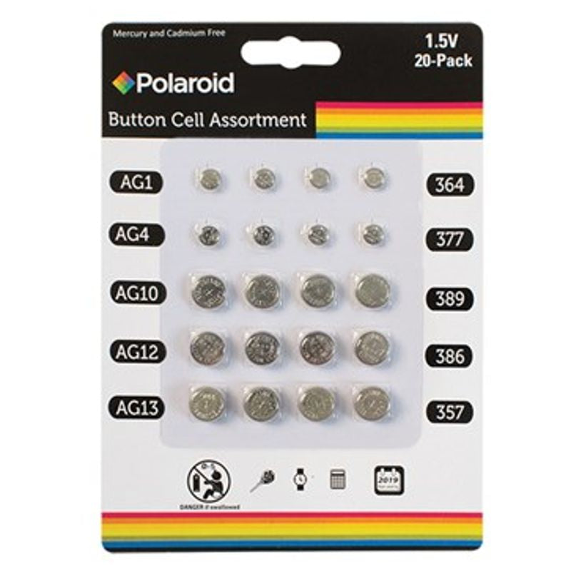 Polaroid Assorted Button Cell Batteries 20 Pack Wholesale