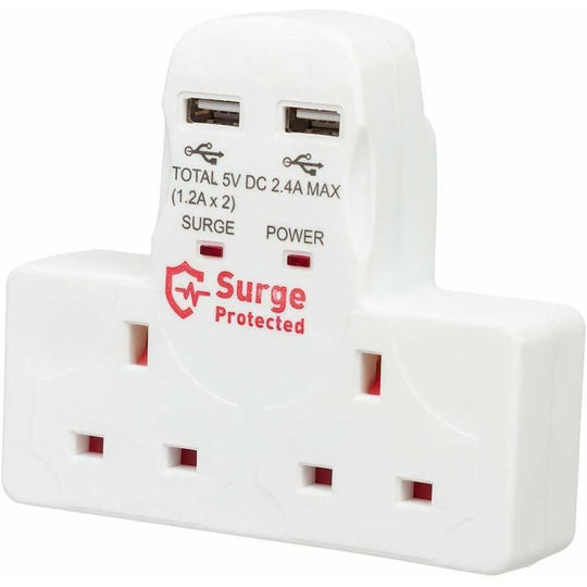 Benross 2 Way Wall Adaptor with 2 USB Ports 2.4A