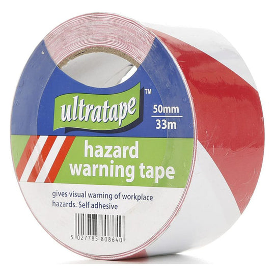 Ultratape Hazard Warning Tape 50mm x 33m Red & White