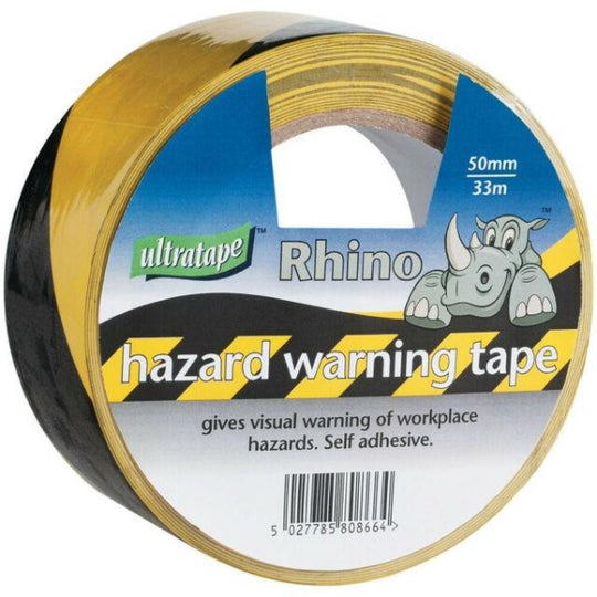 Ultratape Hazard Warning Tape 50mm x 10m Yellow & Black