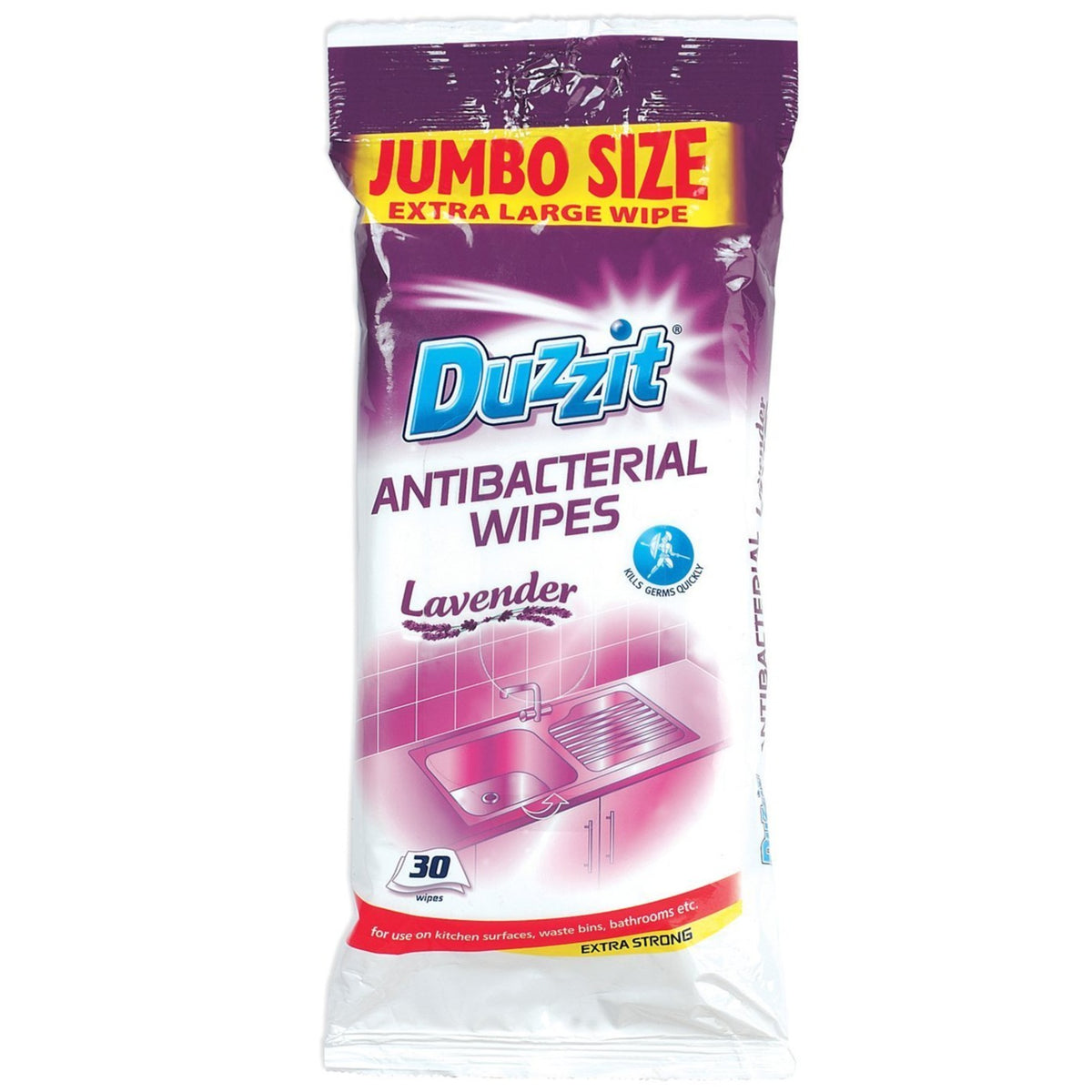 Duzzit Lavender Antibacterial XL Wipes 30 Pack Wholesale