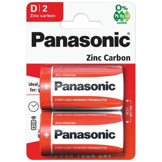 Panasonic Zinc Carbon D Battery 2 Pack R20R - Case of 12