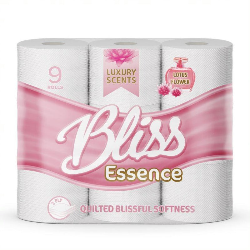 Bliss Essence Quilted Lotus Flower Toilet Paper 9 Pack Case of 5 Wholesale
