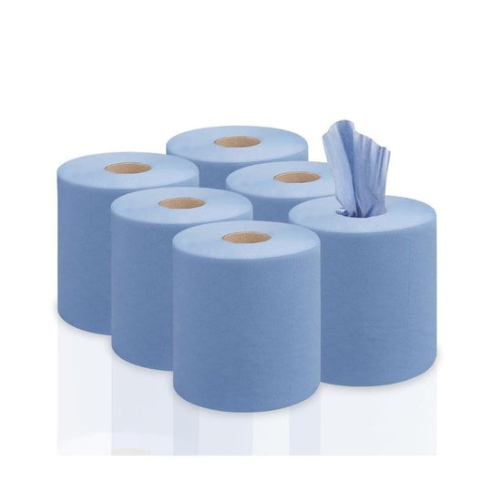 Epp Heavy Duty Blue Centrefeed Paper Tissue 6 Roll Pack