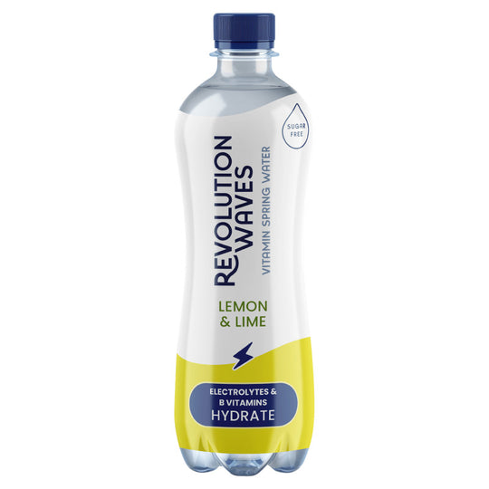 Revolution Waves Lemon & Lime Electrolytes & B Vitamins Spring Water 500ml Bottles - Case of 12