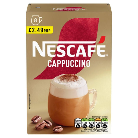 Nescafe Gold Cappuccino Instant Coffee 8 Sachets PMP £2.49 - Case of 6