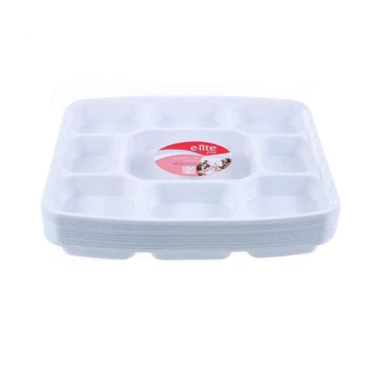 E-lite Plus Reusable Disposable Plate 9 Compartments 20 Pack