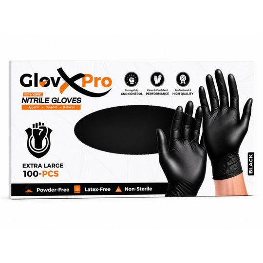 Glovxpro Nitrile Gloves Black Extra Large 100pk