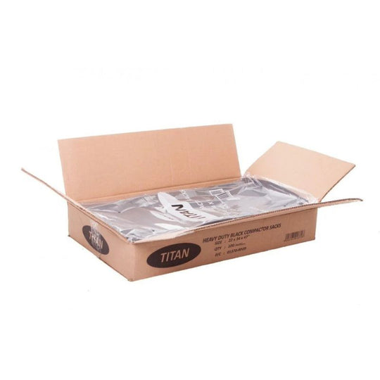 Titan Heavy Duty Black Refuse Sacks Bags 100 Case Flat Pack
