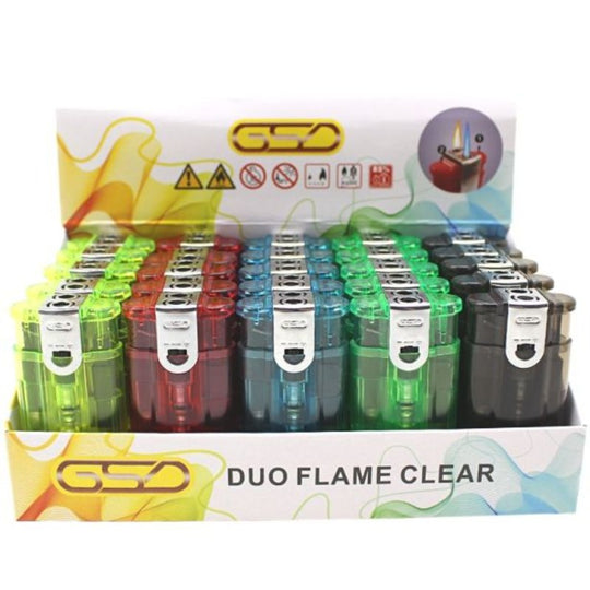 Dual Flame Lighter Clear - Case of 25