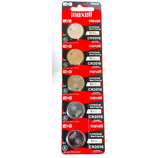 Maxell CR2016 Lithium Button Battery 3v - Sleeve of 5