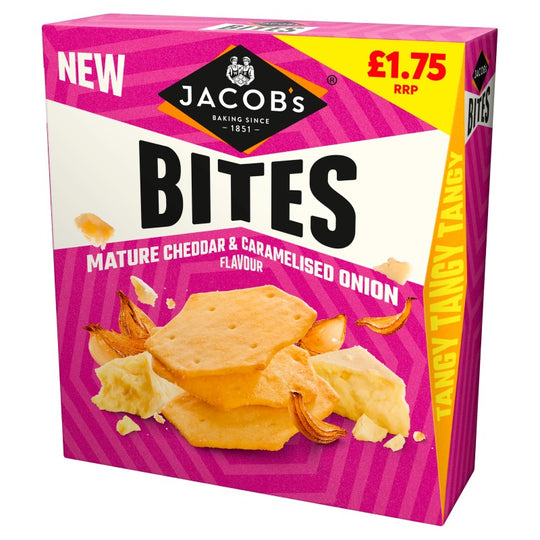 Jacob's Bites Mature Cheddar & Onion Crackers 125g PMP £1.75 - Case of 5