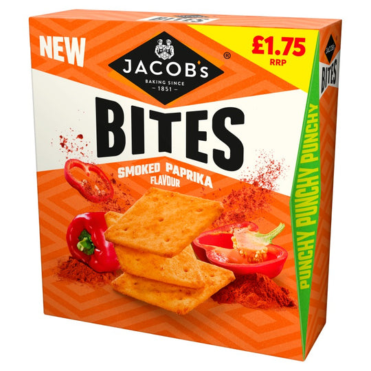 Jacob's Bites Smoked Paprika Crackers 125g PMP £1.75 - Case of 5