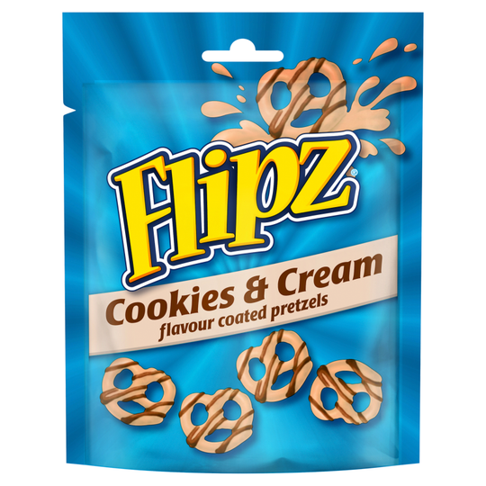 Flipz Cookies & Cream Coated Pretzels 90g - Case of 6