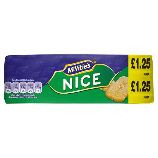 McVitie's Nice Biscuits 250g PMP £1.25 - Case of 12