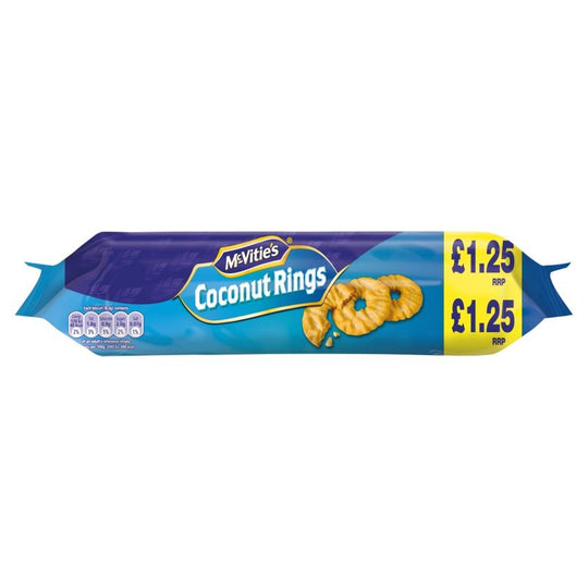 McVitie's Coconut Rings Biscuits PMP £1.25 300g - Case of 12