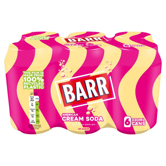 Barr American Cream Soda Cans 330ml 6 Pack - Case of 4