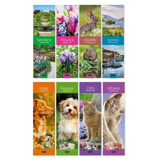 Slim Calendar: Cats, Dogs, Kittens, Puppies Year 2026 - Case of 32