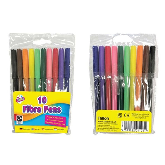 Fine Tip Fibre Colouring Pens: 10pk Fine Tip Fibre Colouring Pens: 10pk