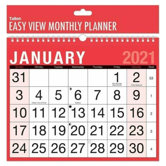 Easy View Monthly Planner Calendar 2027 - Case of 12