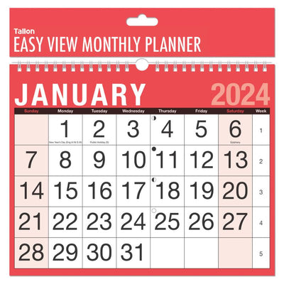 Calendar 2026 Easy View Monthly Planner - Case of 12