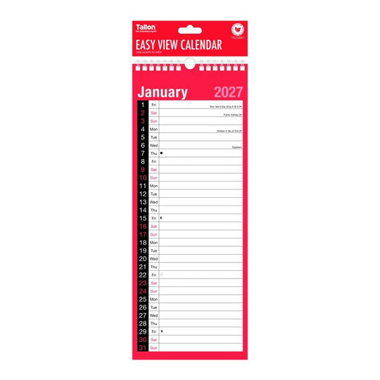 Red &amp; Black Commercial Super Slim Calendar 2027 - Case of 12.