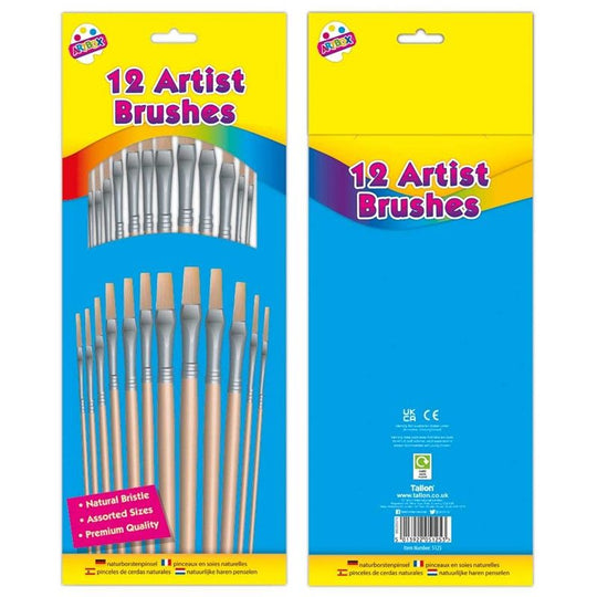 Artbox Artist Natural Bristle Brushes 12 Pack