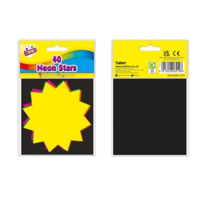 Neon Fluorescent Flash Cards Stars 40 Pack