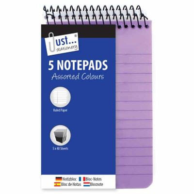 Neon Note Pads Notebook PP Cover 76mm x 126mm 5 Pack