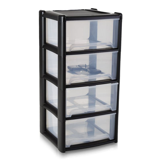 Pallet Deal : 12 x  Plastic Storage Drawers 4 Tower Black