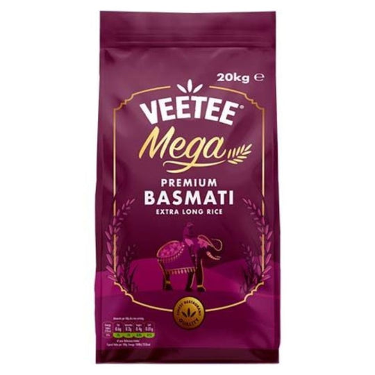 Pallet Deal : 50 x Veetee Mega Extra Long Basmati Rice 20kg Bags