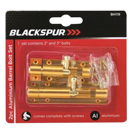 Blackspur Aluminium Barrel Bolt Set 2 Pack
