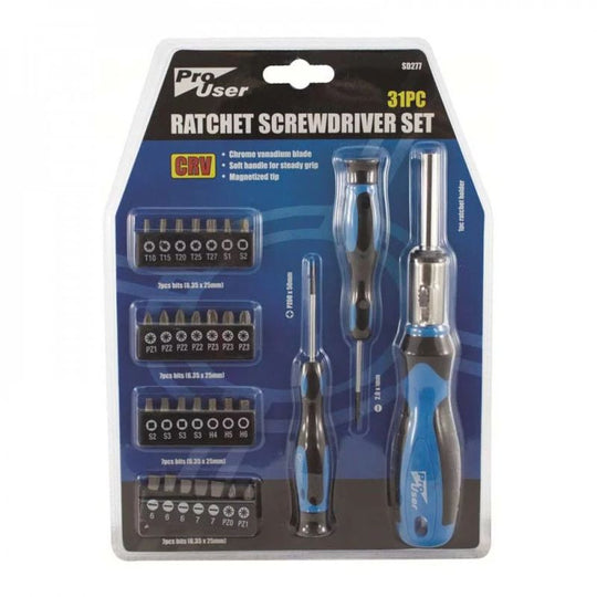 Pro User Ratchet Screwdriver Tool Kit Set 31 Pcs