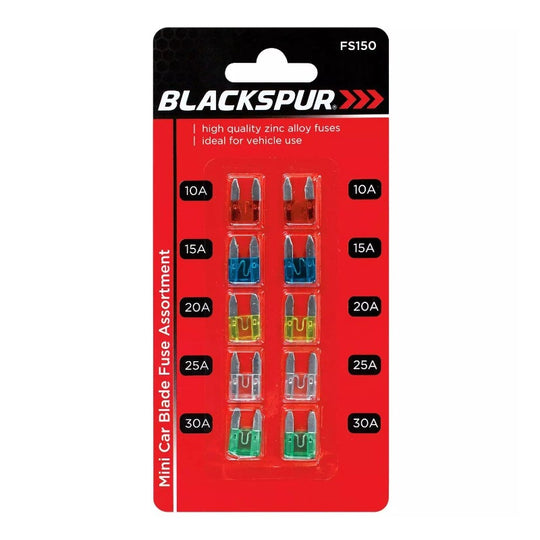 Blackspur Mini Car Blade Fuse Assortment 10 Pack