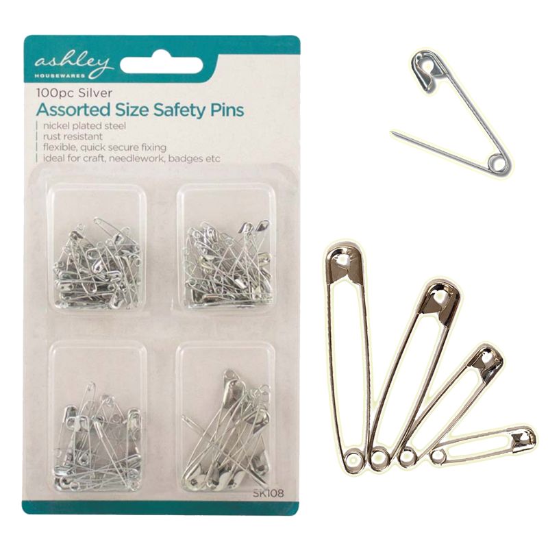 Assorted Pins Ashley Housewares Safety Pins Assorted 100 Pieces Wholesale
