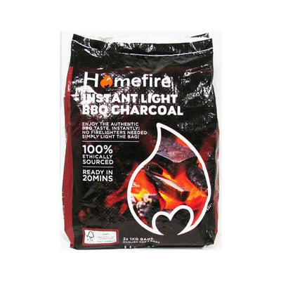 Homefire Instant Light BBQ Charcoal 2 x 1kg Pack