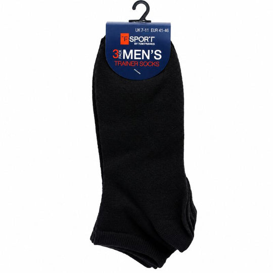 Men Trainer Socks Black 3 Pack - Case of 4