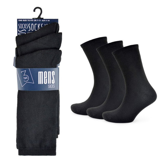 Men Classic Socks Black 3 Pack - Case of 4