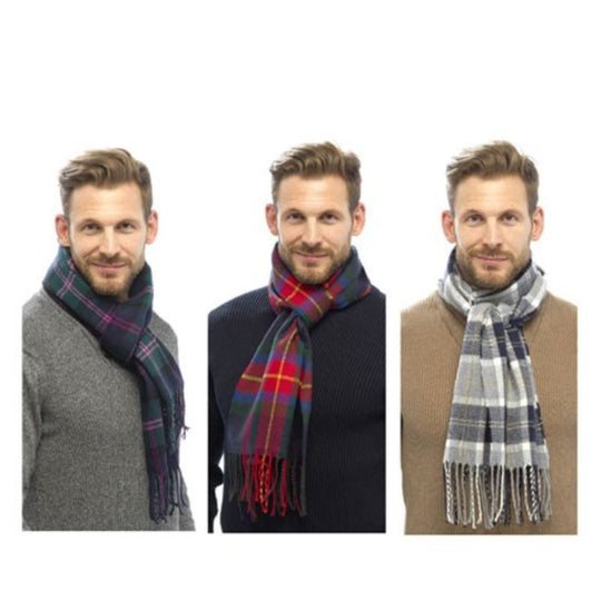 Mens Checked Scarf 176cm x 27cm
