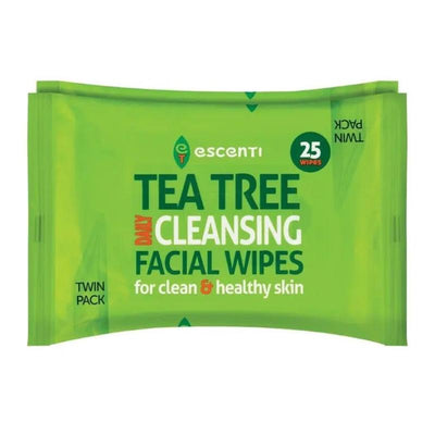Escenti Teatree Cleansing Facial Wipes Twin Pack - Case of 12
