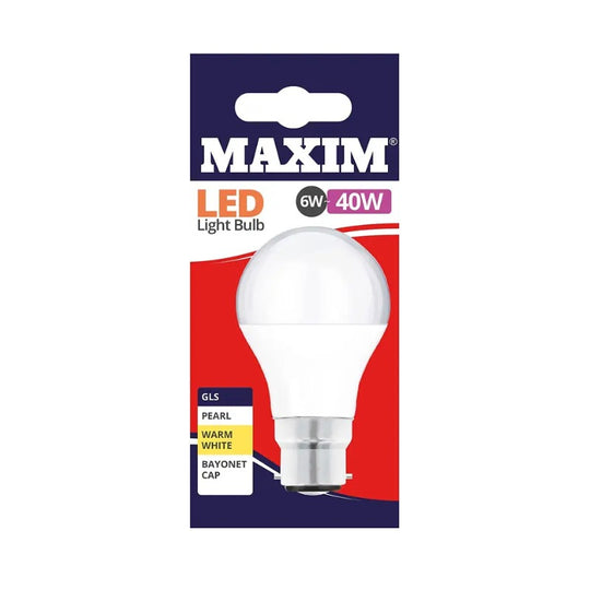 Maxim LED Bulb BC Pearl 5W(40w) GLS Warm White - Case of 10