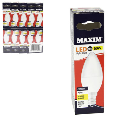 Maxim Small Screw Cap Warm White Candle 7.5w=60w - Case of 10