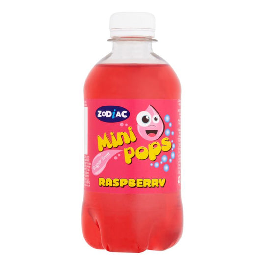 Zodiac Mini Pops Sugar Free Carbonated Bottles Raspberry 330ml